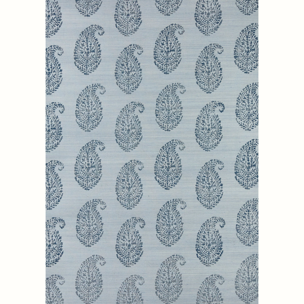 Kashmir Paisley Grasscloth Wallpaper by Peter Dunham - Sky/Red