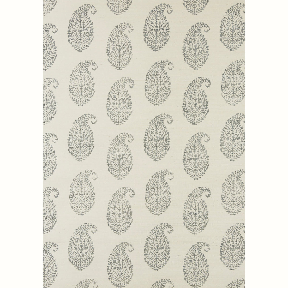 Kashmir Paisley Grasscloth Wallpaper by Peter Dunham - Sapphire/Ivory