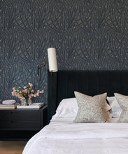 Load image into Gallery viewer, Brush Wallpaper • Floral Wallpaper • Blue • Insitu