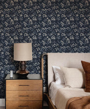 Load image into Gallery viewer, Dainty Wallpaper • Floral Wallpaper • Navy • Insitu