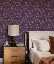 Load image into Gallery viewer, Dainty Wallpaper • Floral Wallpaper • Purple • Insitu