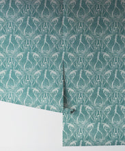 Load image into Gallery viewer, Deep Sea Wallpaper • Floral Wallpaper • Aqua • Rolls