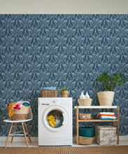 Load image into Gallery viewer, Deep Sea Wallpaper • Floral Wallpaper • Deep Blue • Insitu