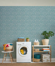 Load image into Gallery viewer, Deep Sea Wallpaper • Floral Wallpaper • Vintage Blue • Insitu