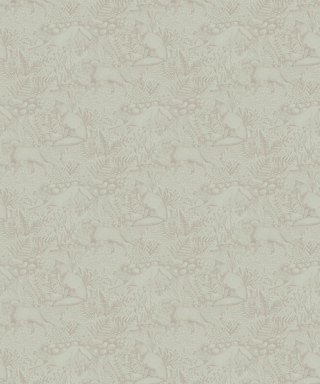 Fox Wallpaper • Animal Wallpaper • Pewter • Swatch
