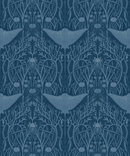 Load image into Gallery viewer, Manta Ray Wallpaper • Floral Wallpaper • Blue • Swatch