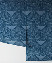 Load image into Gallery viewer, Manta Ray Wallpaper • Floral Wallpaper • Blue • Rolls