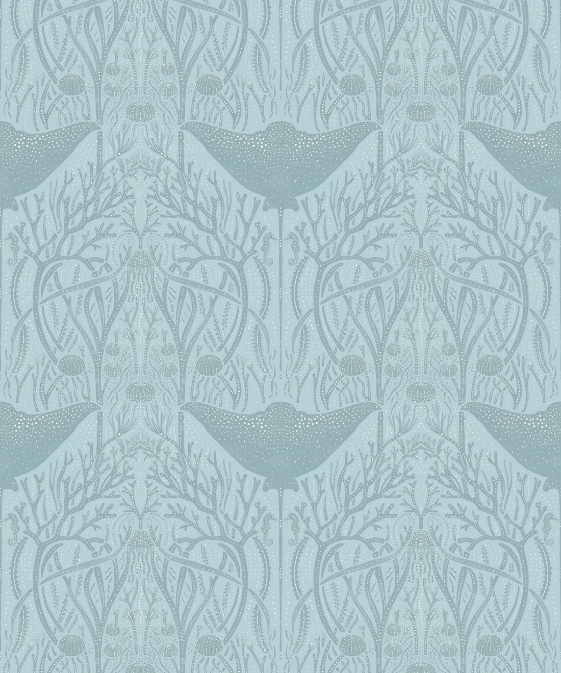 Manta Ray Wallpaper • Floral Wallpaper • Eggshell • Swatch