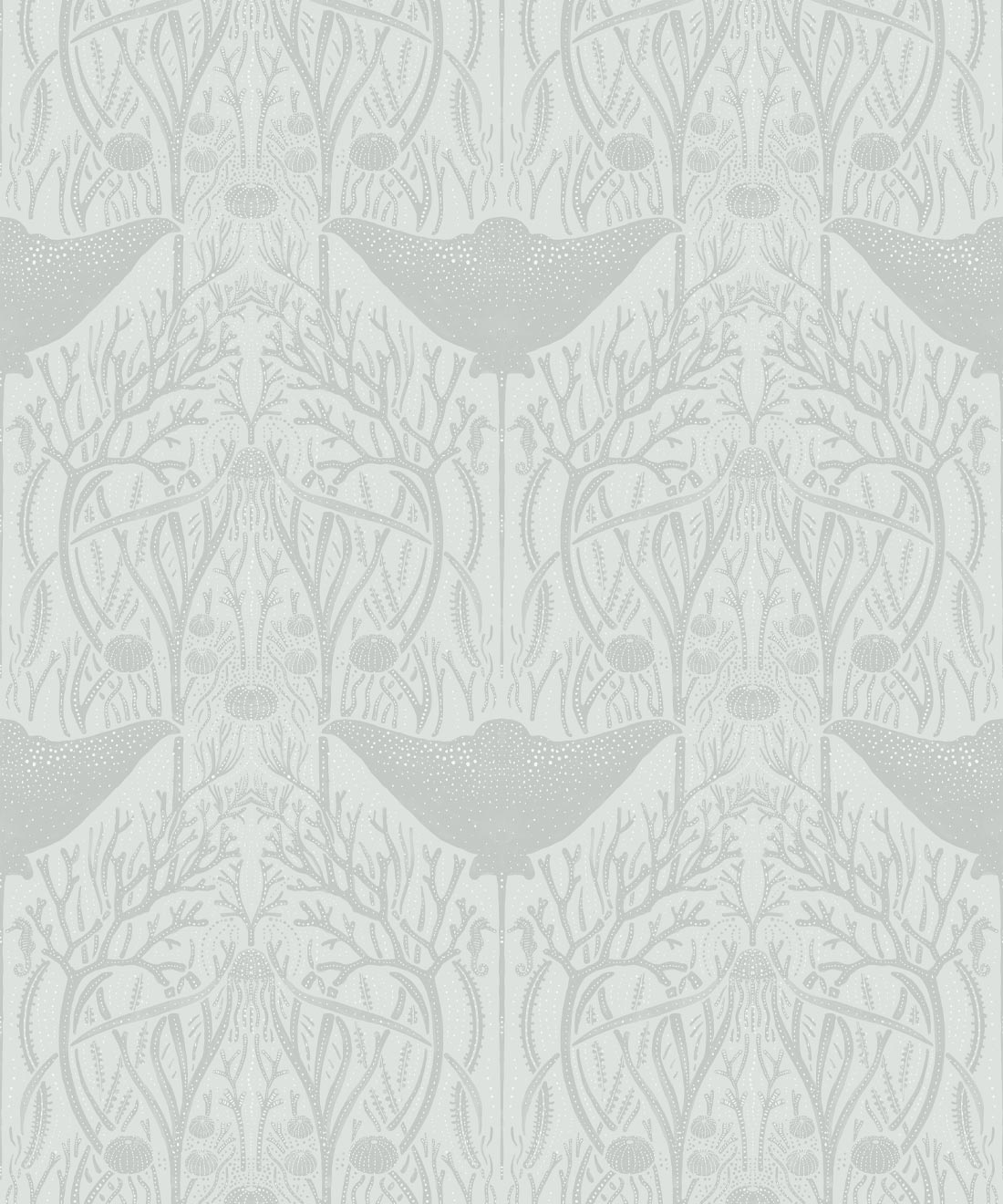 Manta Ray Wallpaper • Floral Wallpaper • Light Gray • Swatch