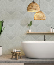 Load image into Gallery viewer, Manta Ray Wallpaper • Floral Wallpaper • Light Gray • Insitu