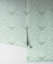 Load image into Gallery viewer, Manta Ray Wallpaper • Floral Wallpaper • Mint • Rolls