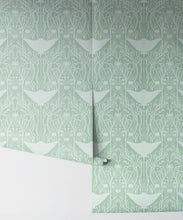 Load image into Gallery viewer, Manta Ray Wallpaper • Floral Wallpaper • Sea Green • Rolls