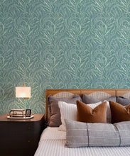 Load image into Gallery viewer, Neptunes Necklace Wallpaper • Floral Wallpaper • Aqua • Insitu