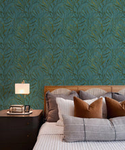 Load image into Gallery viewer, Neptunes Necklace Wallpaper • Floral Wallpaper • Dark Teal • Insitu