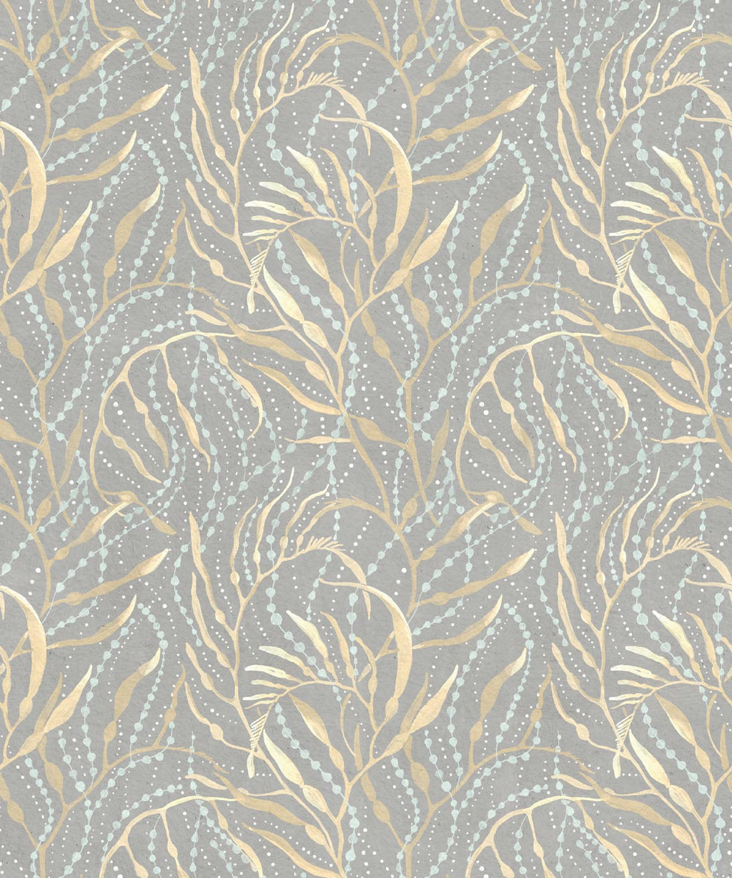Neptunes Necklace Wallpaper • Floral Wallpaper • Gray • Swatch