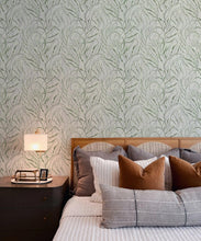 Load image into Gallery viewer, Neptunes Necklace Wallpaper • Floral Wallpaper • Light Green • Insitu