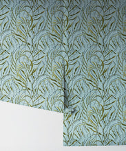 Load image into Gallery viewer, Neptunes Necklace Wallpaper • Floral Wallpaper • Light Teal • Rolls