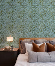 Load image into Gallery viewer, Neptunes Necklace Wallpaper • Floral Wallpaper • Light Teal • Insitu