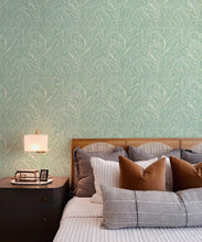 Load image into Gallery viewer, Neptunes Necklace Wallpaper • Floral Wallpaper • Mint • Insitu