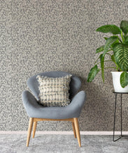 Load image into Gallery viewer, Petals Wallpaper • Floral Wallpaper • Gray • Insitu
