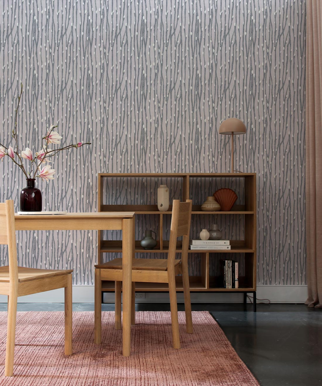 Pussy Willow Wallpaper • Floral Wallpaper • Gray • Insitu