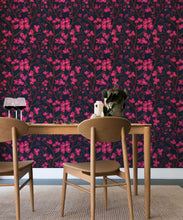 Load image into Gallery viewer, Quince Wallpaper • Floral Wallpaper • Navy • Insitu