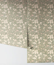 Load image into Gallery viewer, Quince Wallpaper • Floral Wallpaper • Sage • Rolls