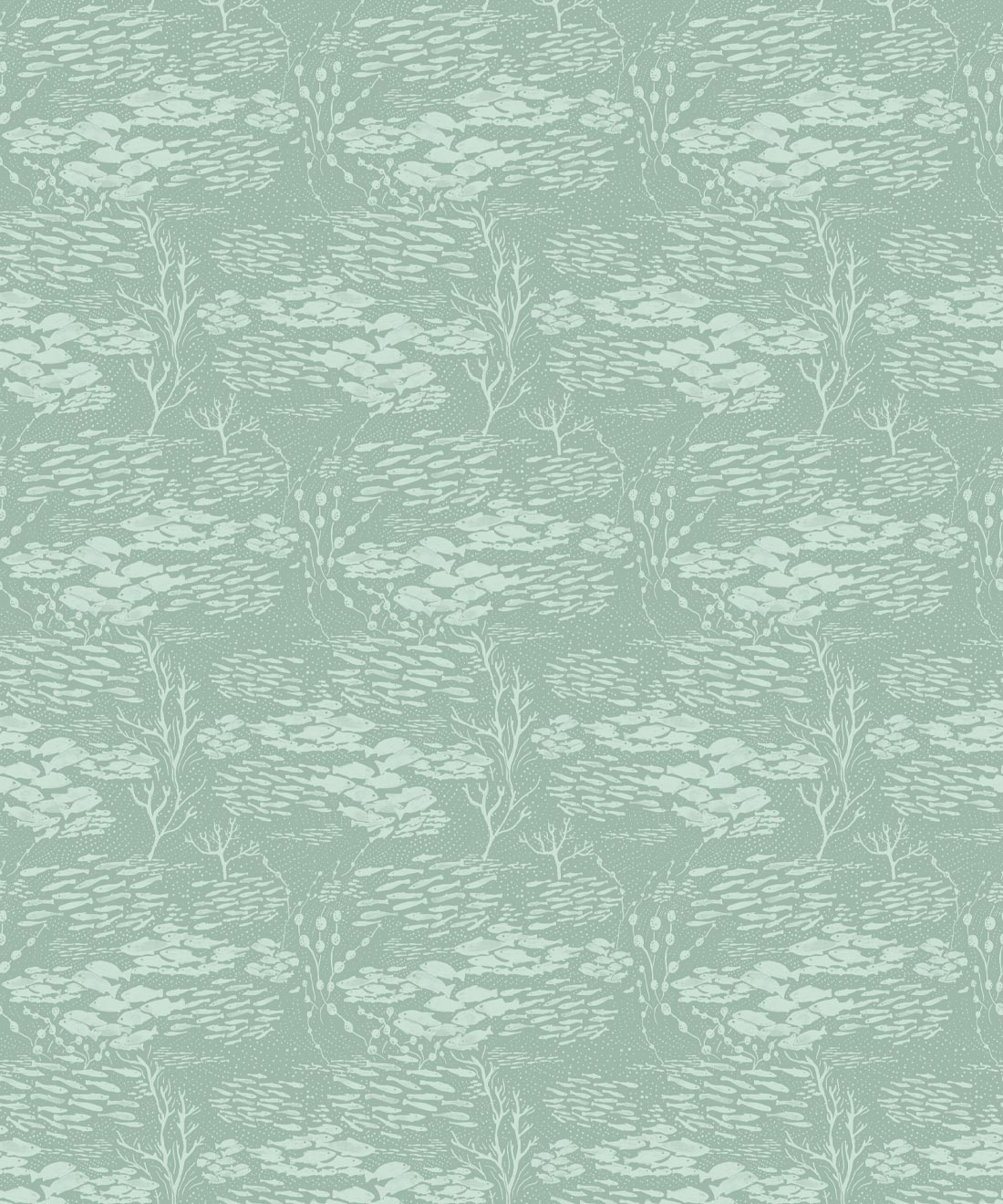 Shoal Wallpaper • Floral Wallpaper • Mint • Swatch
