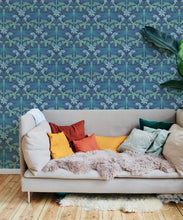 Load image into Gallery viewer, Starseed Wallpaper • Floral Wallpaper • Aqua • Insitu