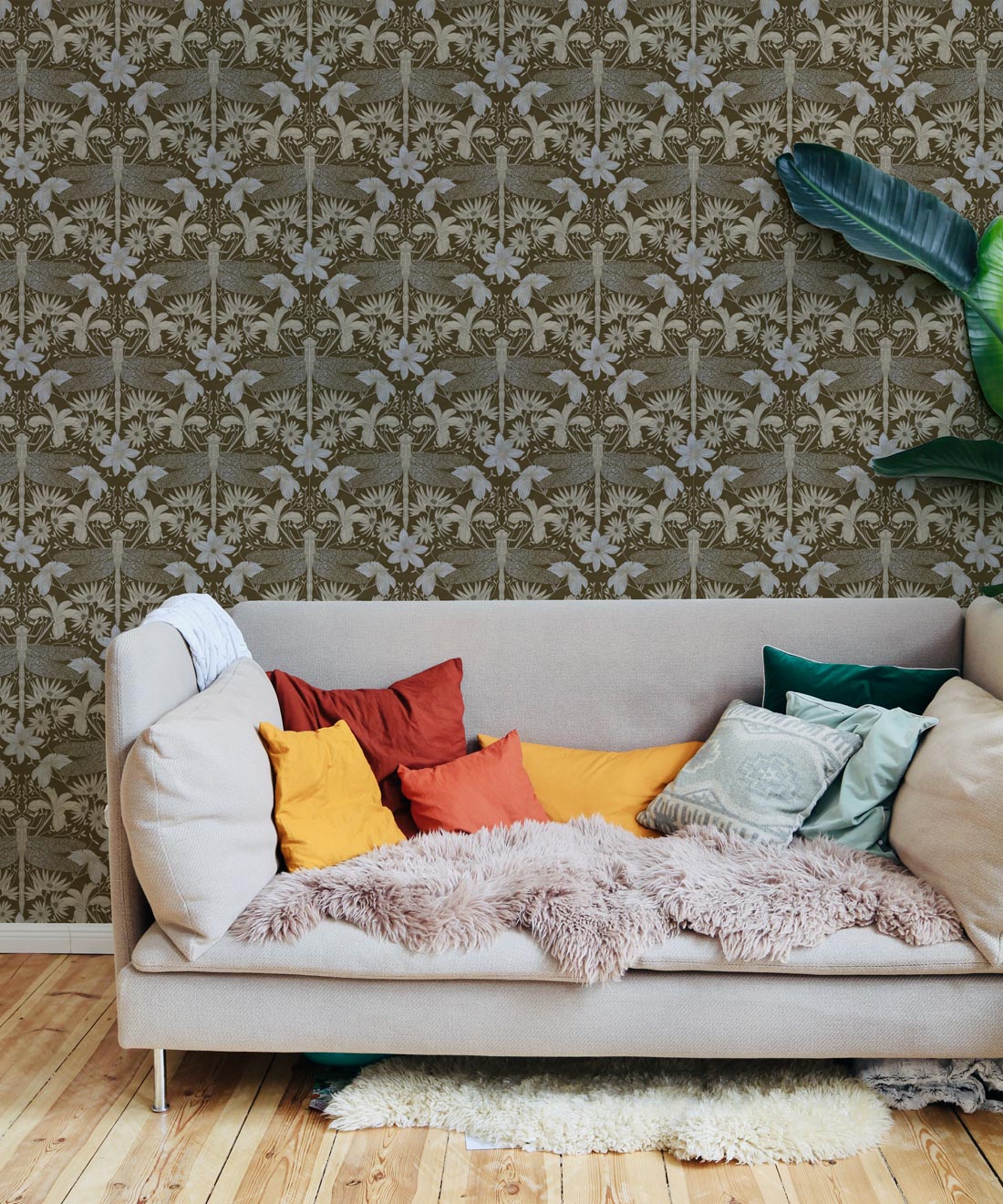 What In Carnation Wallpaper • Floral Wallpaper • Mocha • Insitu