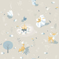 Woodland Friends Wallpaper - Beige pattern