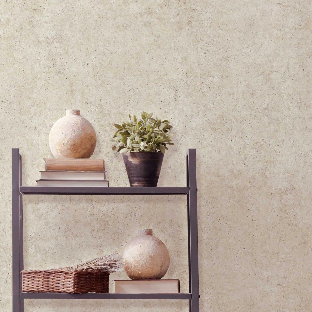 Cement Wallpaper - Beige room view