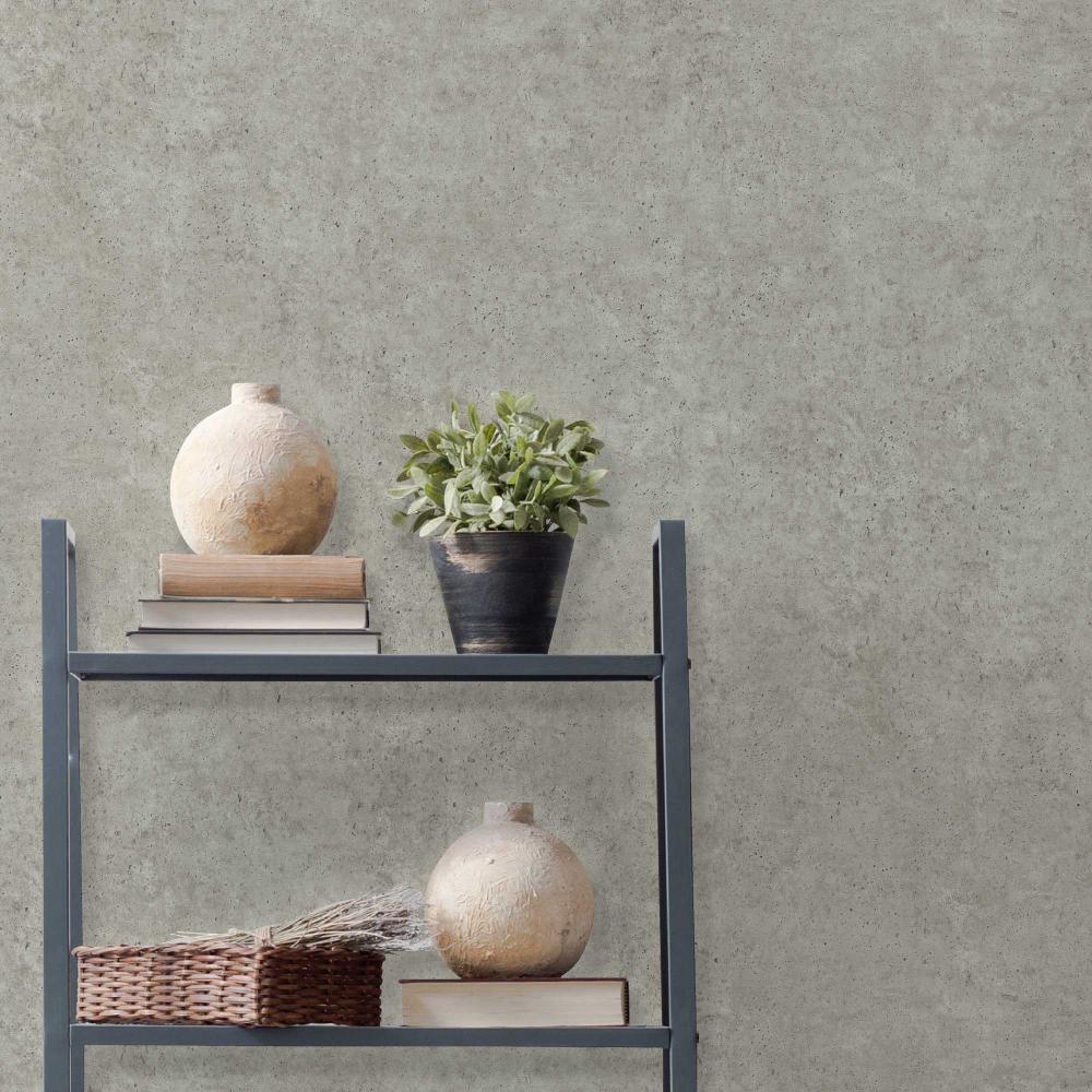 Cement Wallpaper - Taupe room view