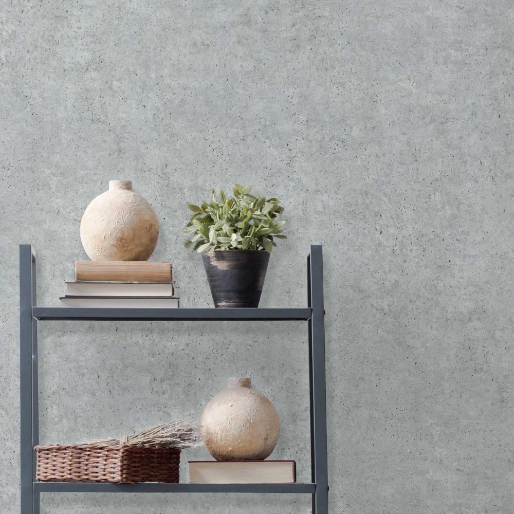 Cement Wallpaper - Dark Grey room view