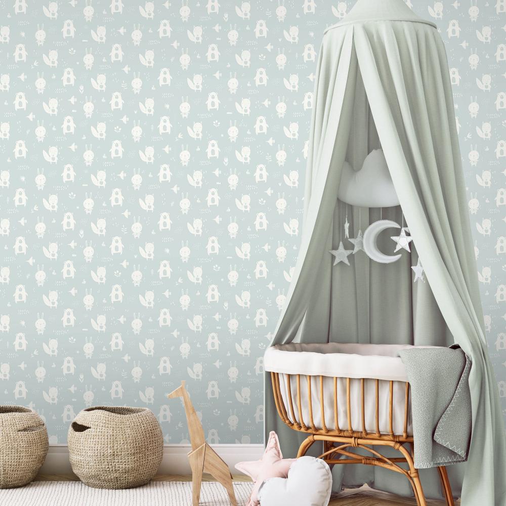 Woodland Pals Wallpaper - Green room view