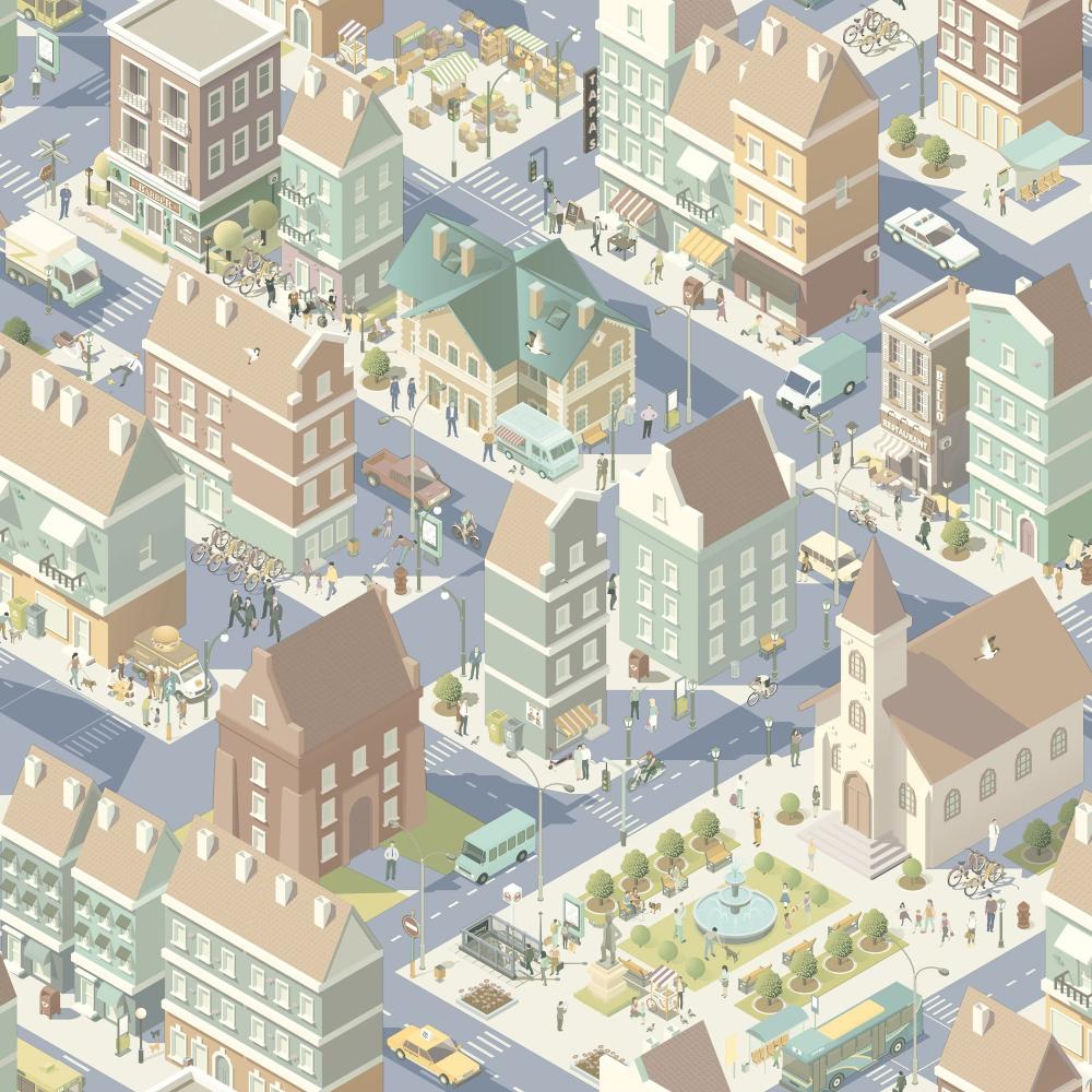 Notting Hill Wallpaper - Blue pattern