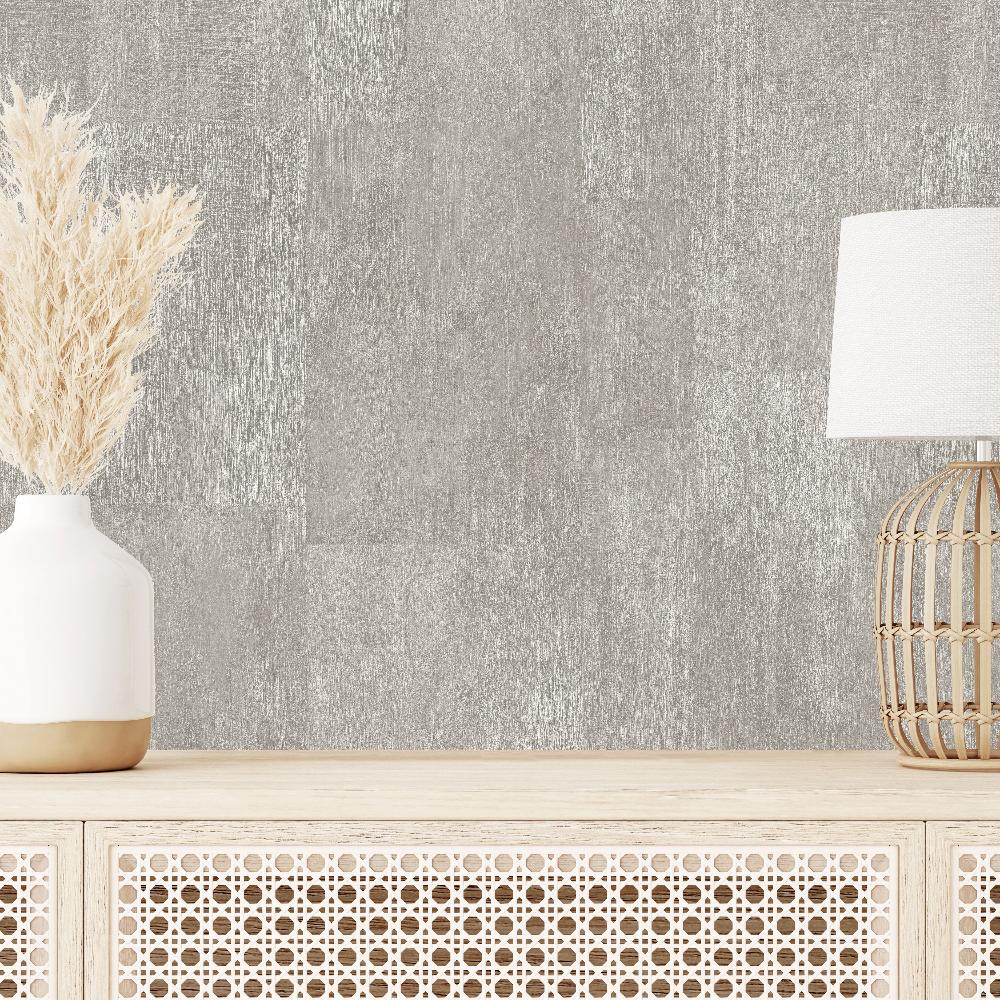 Block Texture Wallpaper - Greige room view