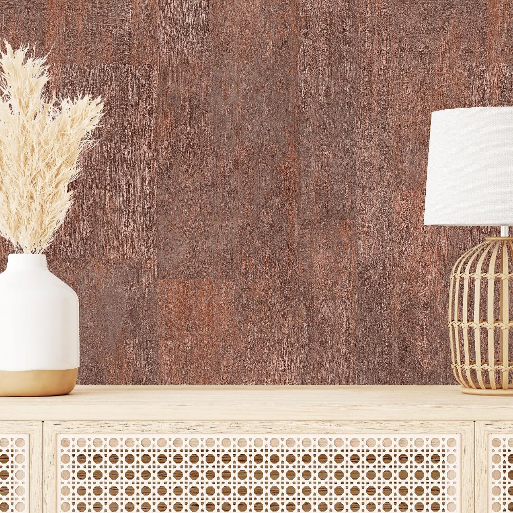 Block Texture Wallpaper - Terracotta room view