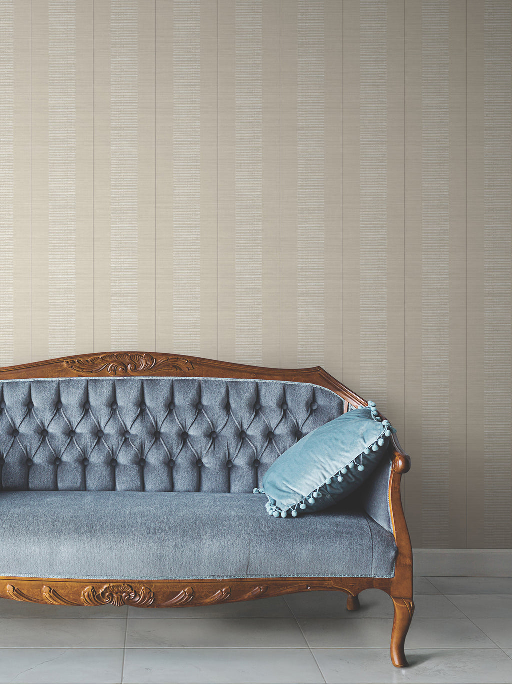 Colbert Stripe Wallpaper - Taupe room setting