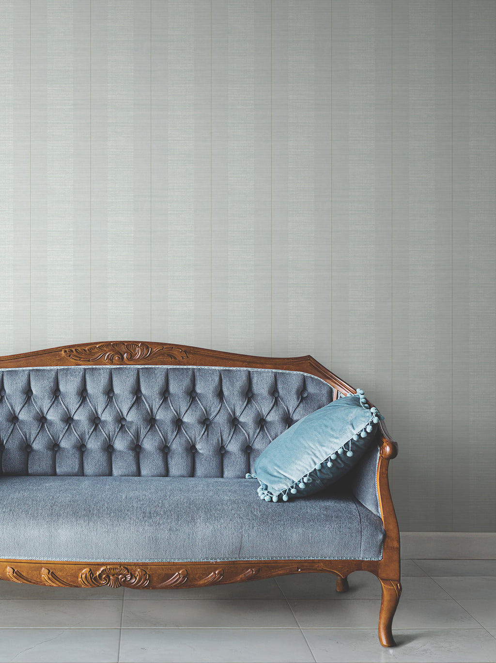 Colbert Stripe Wallpaper - Light Blue room setting