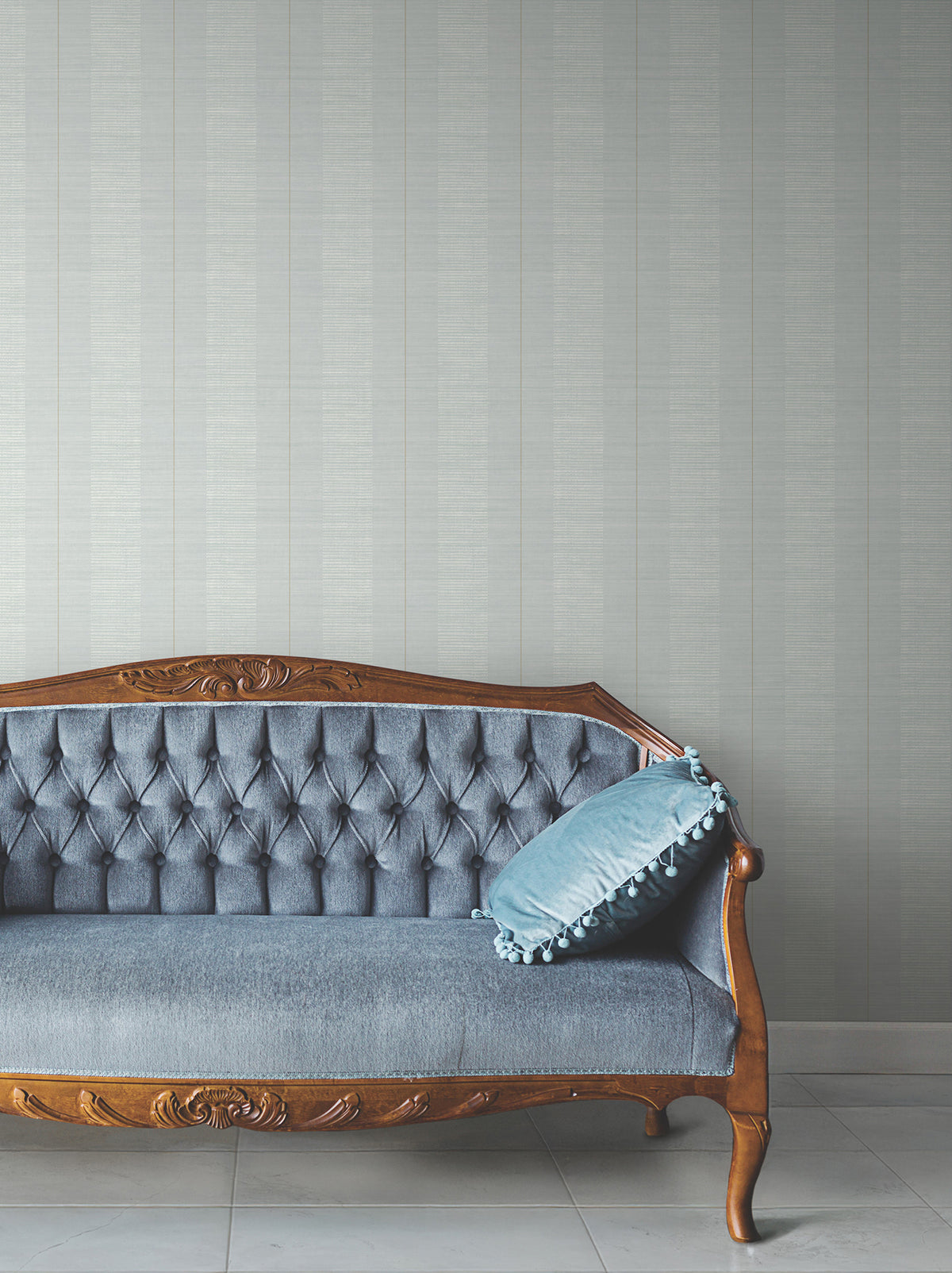 Colbert Stripe Wallpaper - Light Blue room setting