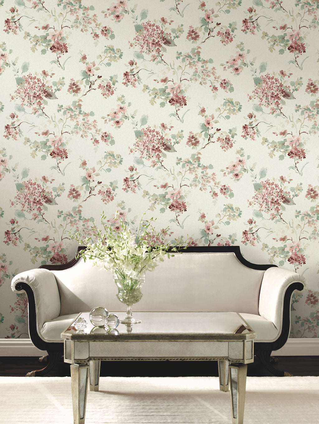 Veiled Garden Wallpaper - Rose room setting