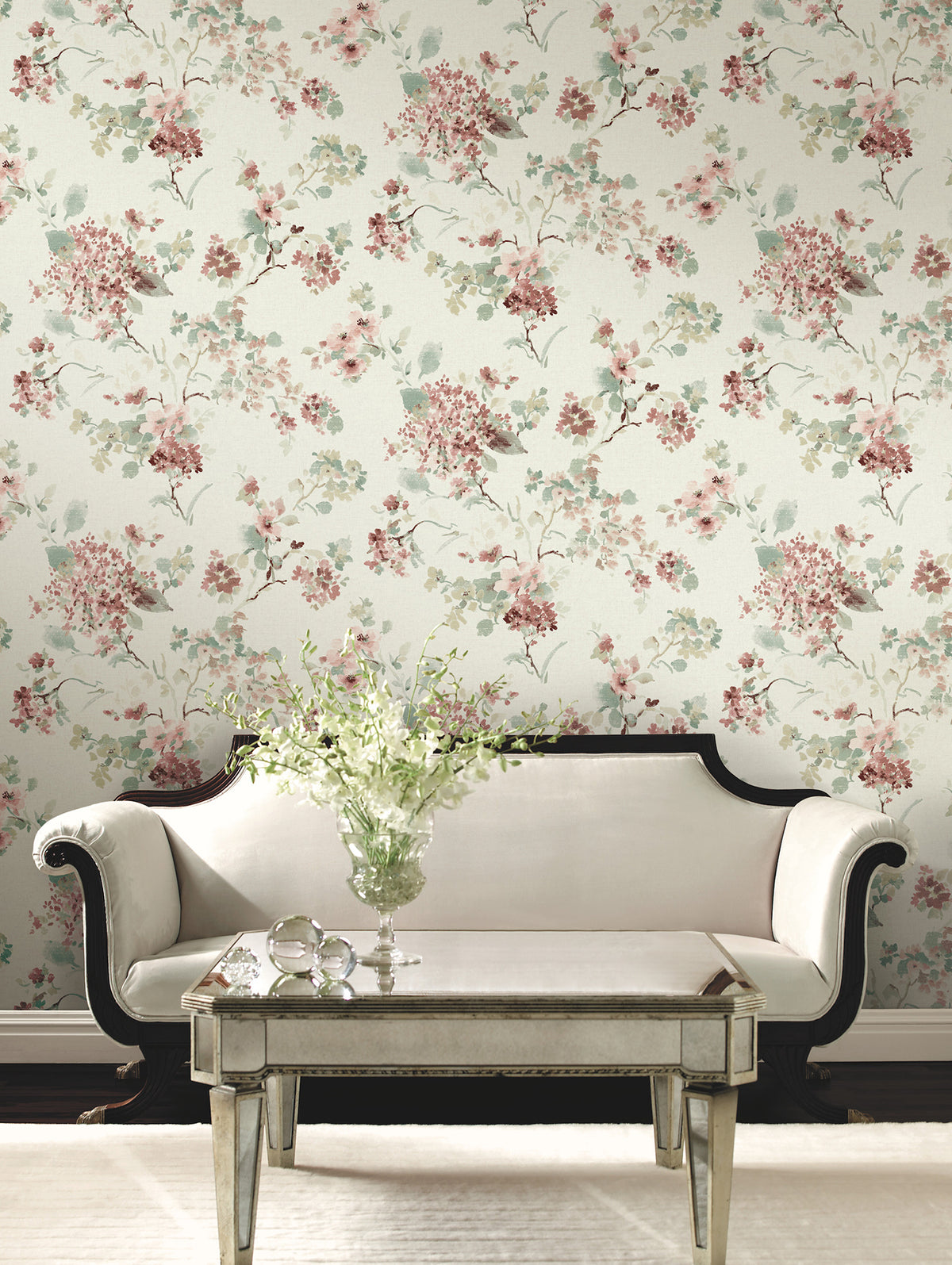 Veiled Garden Wallpaper - Rose room setting
