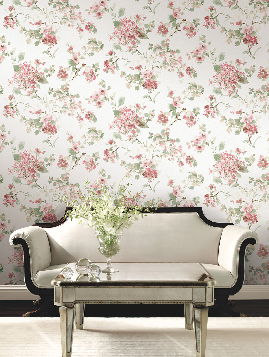 Veiled Garden Wallpaper - Pink room setting