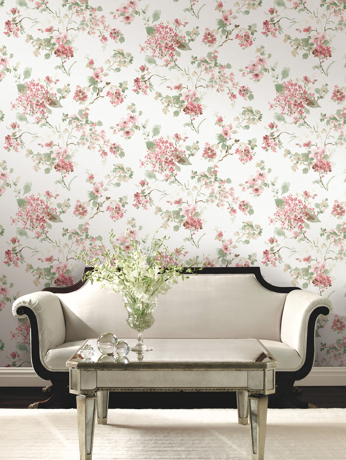 Veiled Garden Wallpaper - Pink room setting