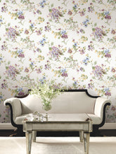 Load image into Gallery viewer, Veiled Garden Wallpaper - Plum room setting