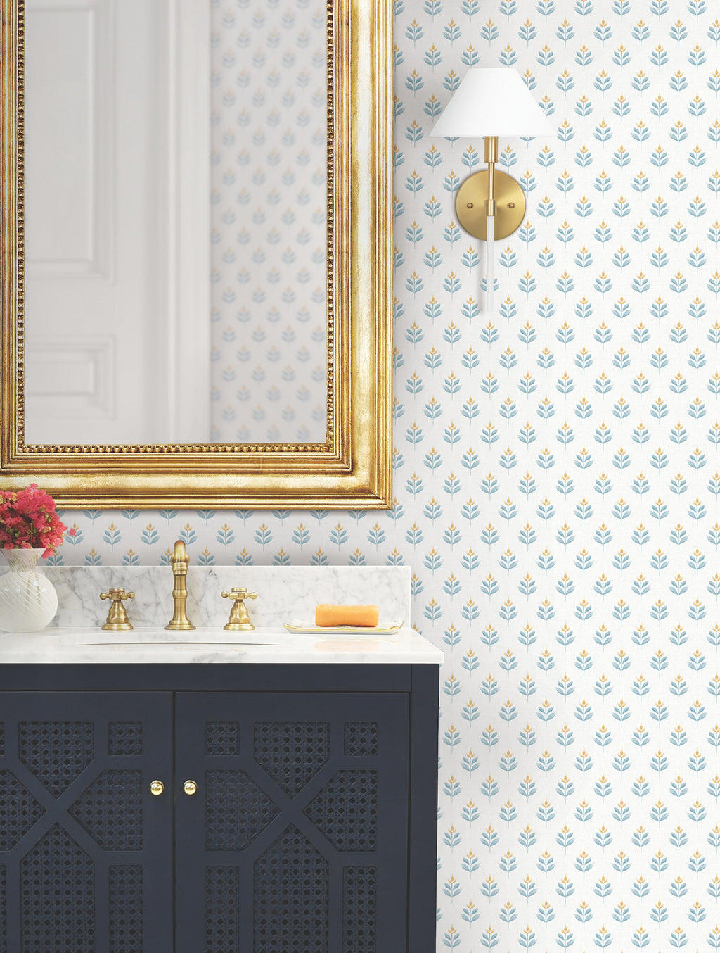 Serene Villa Wallpaper - Teal room setting