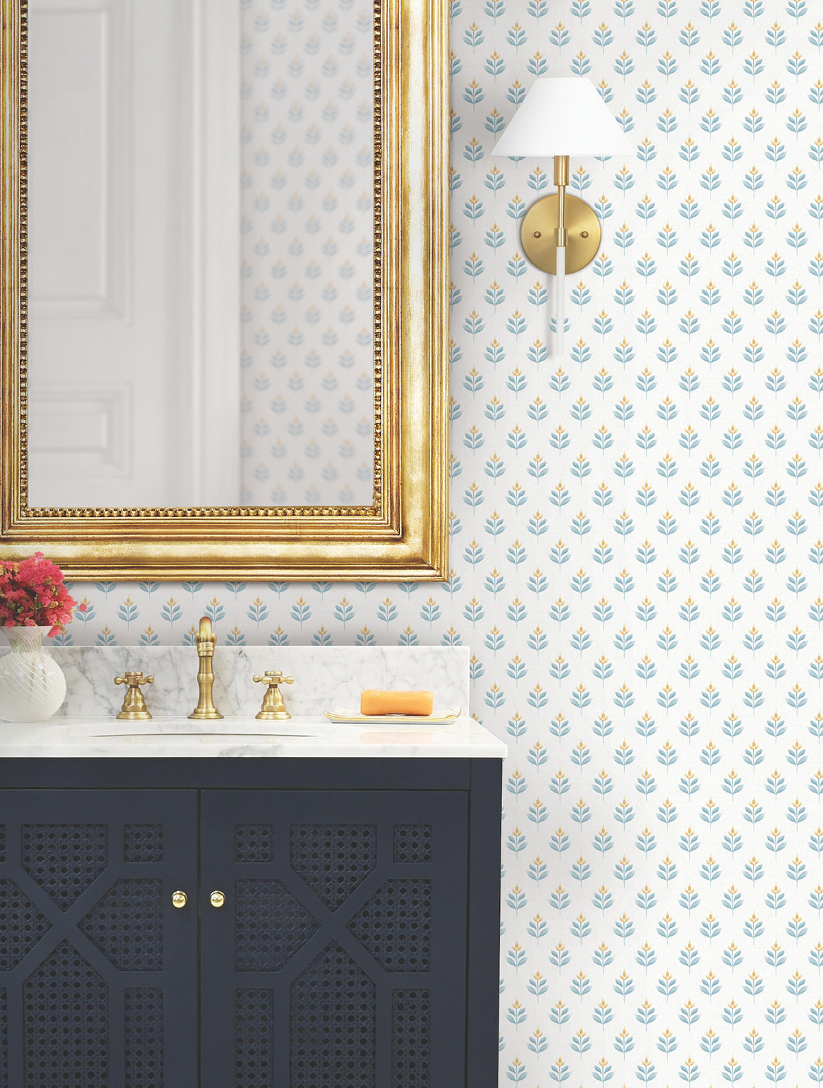 Serene Villa Wallpaper - Teal room setting