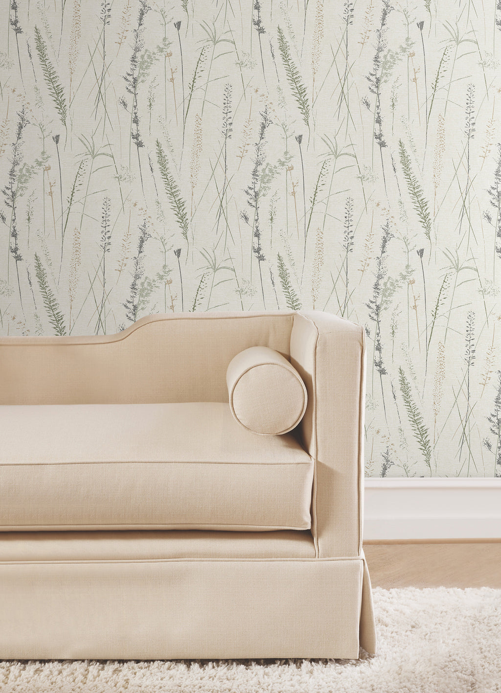 Meadow Splendor Wallpaper - Charcoal room setting
