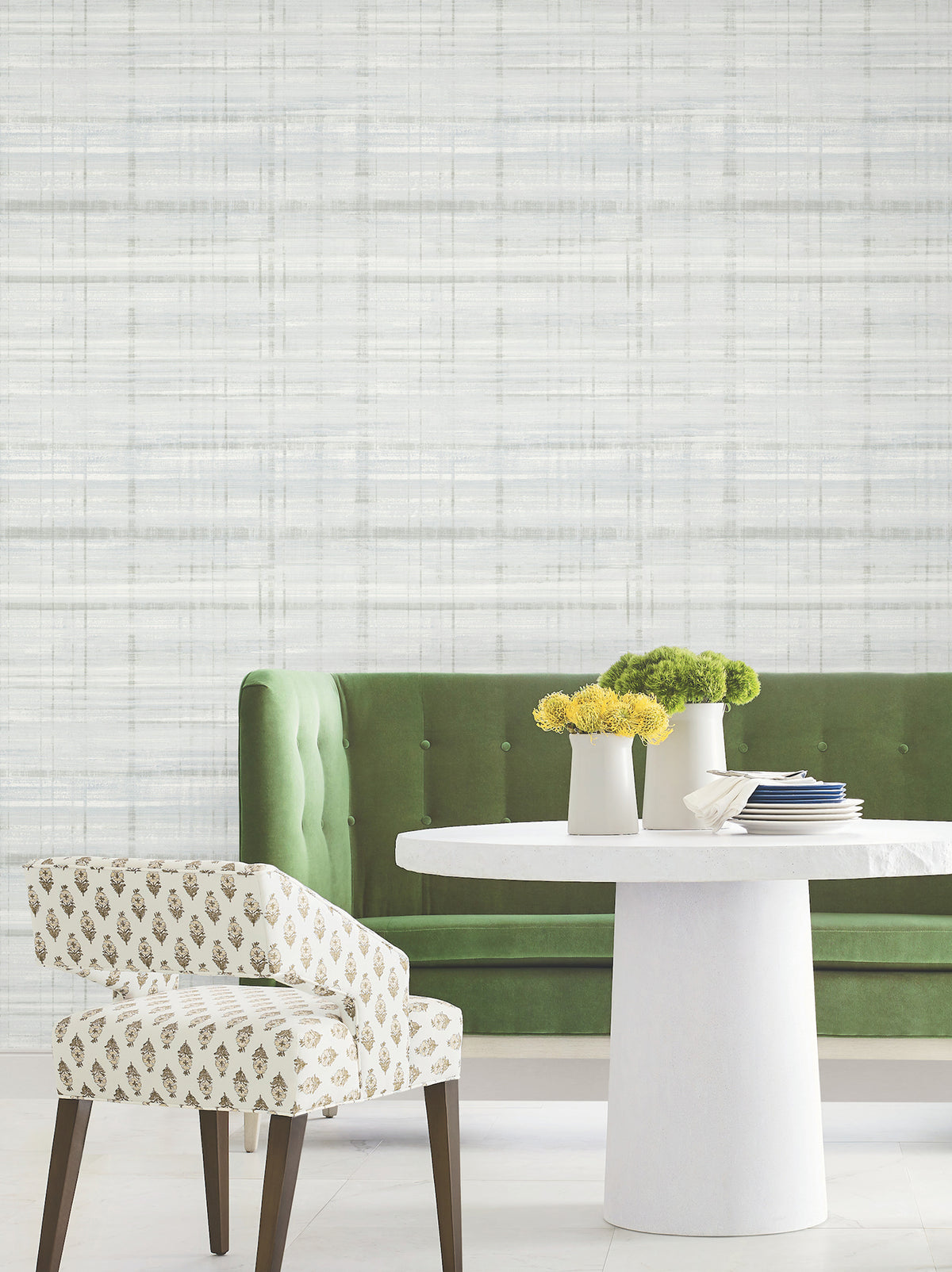 Vanishing Point Wallpaper - Seafoam room setting